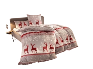 Bettwsche-2Tlg-1x80x80-cm--1x155x220-cm-Farbe-Grau-Winterdesign-mit-Rentieren-und-Eisblumen