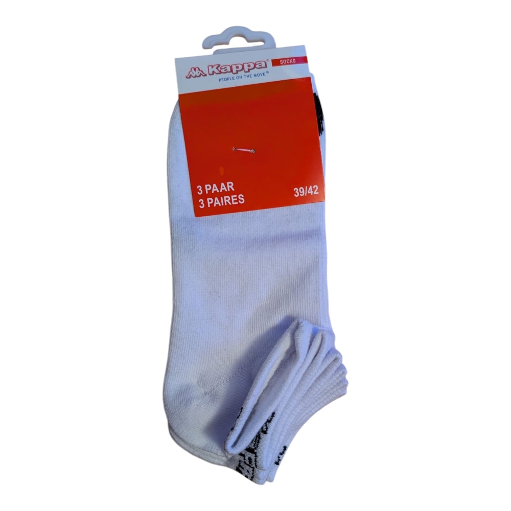 Bild 1 von 3 Paar Kappa Sportsocken Sneaker-Socken Baumwoll-Strümpfe mit Logo Weiß Größe 39-42