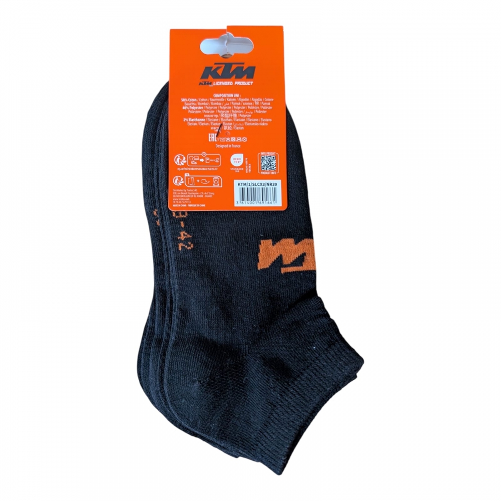 Bild 1 von 3 Paar KTM Sportsocken Sneaker-Socken mit Logo Baumwoll-Strümpfe Oeko-Tex 100 Zertifiziert