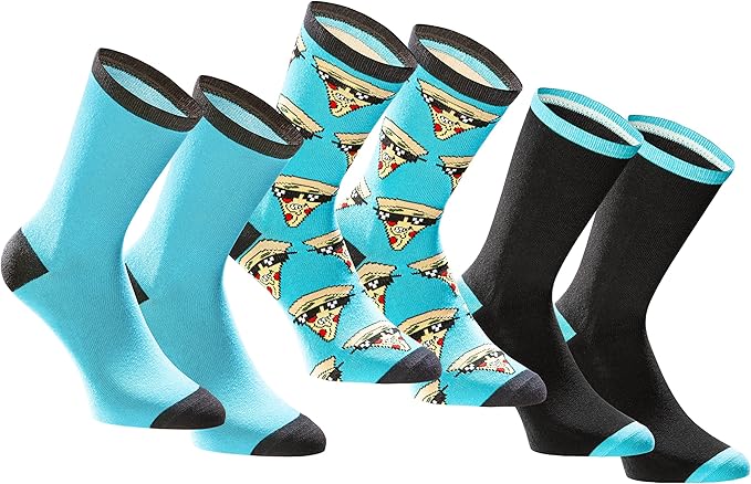 Bild 1 von 3 Paar Tastiq Baumwoll-Socken mit Pizza Print in stylischer Geschenkbox Gr.40-46