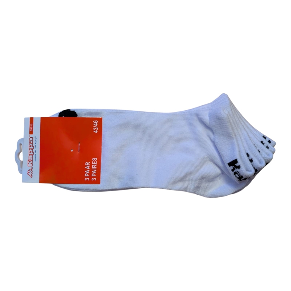 Bild 1 von 3 Paar Kappa Sportsocken Sneaker-Socken Baumwoll-Strümpfe mit Logo Weiß Größe 43-46