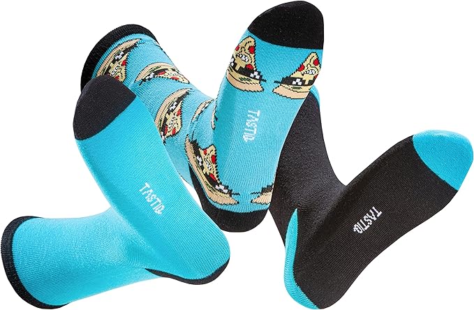 Bild 1 von 3 Paar Tastiq Baumwoll-Socken mit Pizza Print in stylischer Geschenkbox Gr.40-46