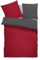 Bettwäsche 2 Tlg. 1x 80x80cm+ 1x 135x200cm Farbe anthrazit/rot